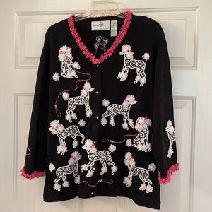 Design Options Vintage Sweater by Philip & Jane Gordon.Black adorable poodles.